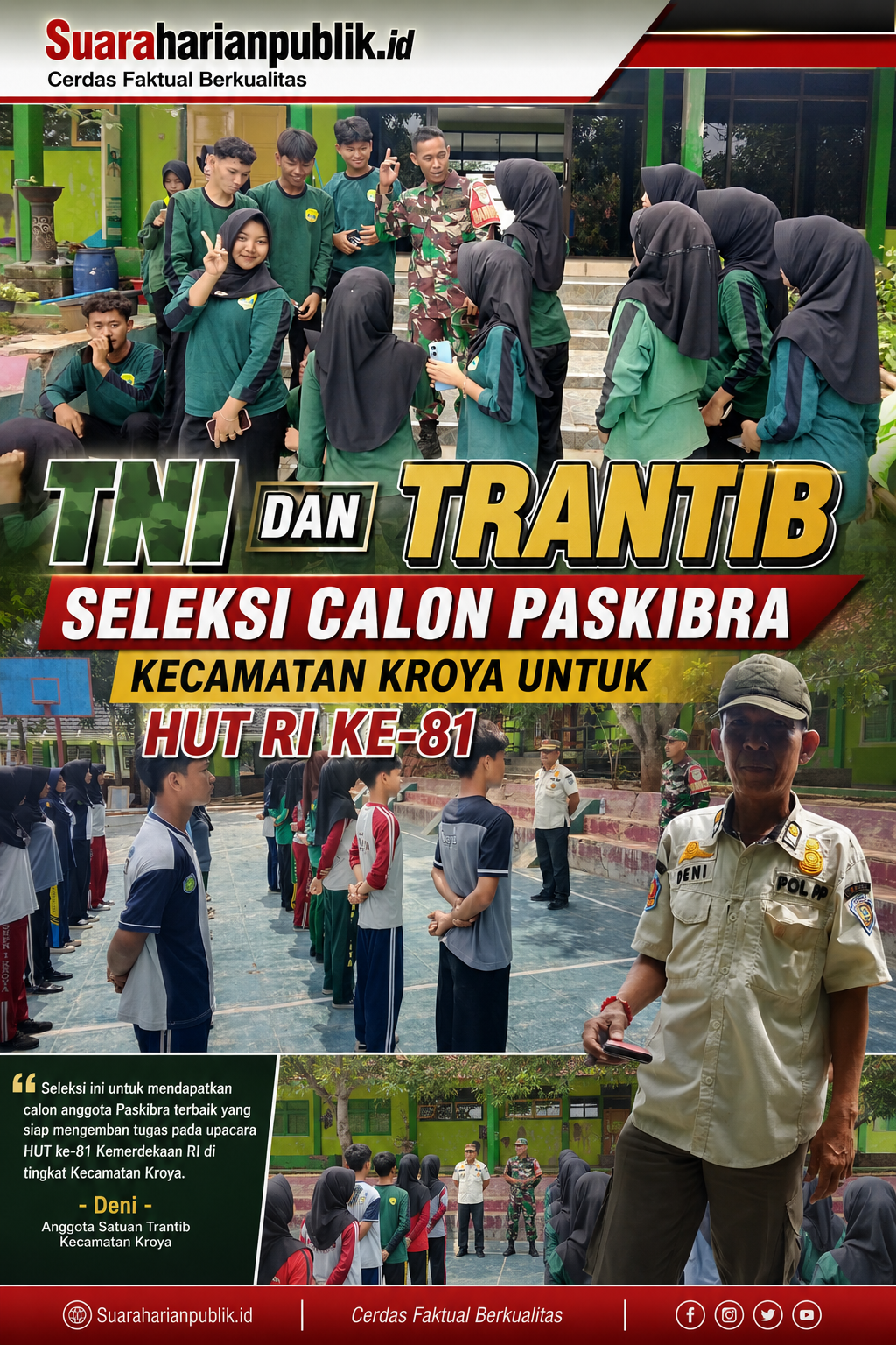 TNI dan Trantib Seleksi Calon Paskibra Kecamatan Kroya untuk HUT RI Ke-81
